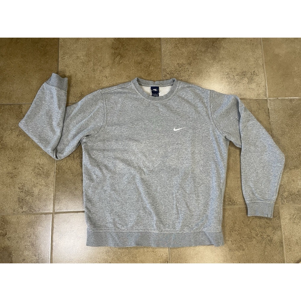Nike Women's Sz XL Solo Swoosh Gray Crew Neck Pullover Sweatshirt Logo Solid